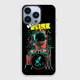 Чехол для iPhone 13 Pro с принтом Lets Rock ,  |  | art | astronaut | drummer | drums | rock | rocket | space | арт | астронавт | барабанщик | барабаны | космонавт | космос | ракета | рок