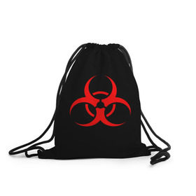 Рюкзак-мешок 3D с принтом Plague inc , 100% полиэстер | плотность ткани — 200 г/м2, размер — 35 х 45 см; лямки — толстые шнурки, застежка на шнуровке, без карманов и подкладки | game | ncov2019 | plague inc | warning | вирус | знак | игра | китай | коронавирус | опасность | символ