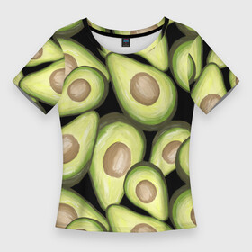 Женская футболка 3D Slim с принтом Avocado background ,  |  | food | green | vegan | vegetarian | веган | вегетарианец | диета | здоровое питание | здоровый | здоровый образ жизни | зеленый | зож | кружка | майка | натуральный | овощи | платье | плед | подушка | полезный