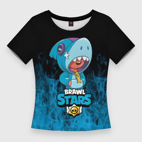 Женская футболка 3D Slim с принтом Brawl stars leon shark ,  |  | bea | bib | brawl stars | crow | el brown | leon | max | nita | sally leon | shark | акула | биа | биби | бравл старс | ворон | игра | леон | макс | нита | оборотень | салли леон | сэлли леон | шарк | эл браун