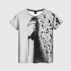 Женская футболка 3D с принтом Чумной доктор , 100% полиэфир ( синтетическое хлопкоподобное полотно) | прямой крой, круглый вырез горловины, длина до линии бедер | lord | plague | болезнь | вороны | доктор | маска | птицы | чумной