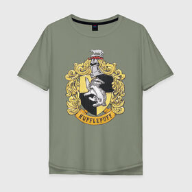 Мужская футболка хлопок Oversize с принтом Coat of Hufflepuff , 100% хлопок | свободный крой, круглый ворот, “спинка” длиннее передней части | vdgerir | гарри поттер | гриффиндор | дамблдор | добби | слизерин | хогвартс