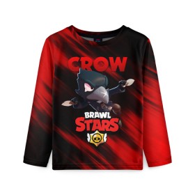 Детский лонгслив 3D с принтом BRAWL STARS CROW , 100% полиэстер | длинные рукава, круглый вырез горловины, полуприлегающий силуэт
 | bibi | brawl stars | crow | el brown | leon | leon shark | max | sally leon | shark | stars | werewolf | акула | биби | ворон | леон | оборотень