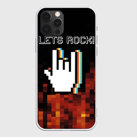 Чехол для iPhone 12 Pro Max с принтом Lets Rock , Силикон |  | art | fire | hand | pixel | pixelart | rock | огонь | пиксель | пиксельарт | рок | рука