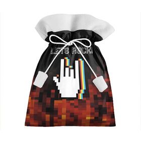 Подарочный 3D мешок с принтом Lets Rock , 100% полиэстер | Размер: 29*39 см | art | fire | hand | pixel | pixelart | rock | огонь | пиксель | пиксельарт | рок | рука