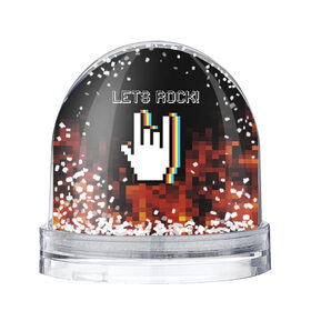Снежный шар с принтом Lets Rock , Пластик | Изображение внутри шара печатается на глянцевой фотобумаге с двух сторон | art | fire | hand | pixel | pixelart | rock | огонь | пиксель | пиксельарт | рок | рука