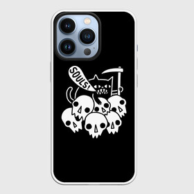 Чехол для iPhone 13 Pro с принтом Котик ,  |  | animal | cat | evil | halloween | meme | skull | soul | душа | животное | животные | зло | зубы | коса | кот | кот мем | котенок | кошка | лапки | мем | прикол | скелет | хэллоуин | череп