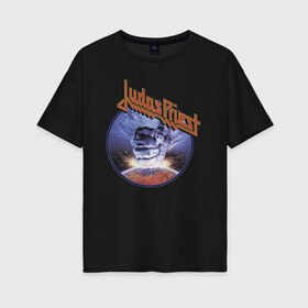 Женская футболка хлопок Oversize с принтом Juda Priest , 100% хлопок | свободный крой, круглый ворот, спущенный рукав, длина до линии бедер
 | album | judas priest | metal | music | rock | джудас прист | метал | рок
