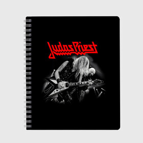 Тетрадь с принтом JUDAS PRIEST , 100% бумага | 48 листов, плотность листов — 60 г/м2, плотность картонной обложки — 250 г/м2. Листы скреплены сбоку удобной пружинной спиралью. Уголки страниц и обложки скругленные. Цвет линий — светло-серый
 | Тематика изображения на принте: firepower | judas priest | бог металла | джудас прист | иуда прист | музыка | роб хэлфорд | рок | рок н ролл | хэви метал