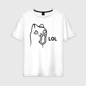 Женская футболка хлопок Oversize с принтом Cat Troll Face , 100% хлопок | свободный крой, круглый ворот, спущенный рукав, длина до линии бедер
 | Тематика изображения на принте: 