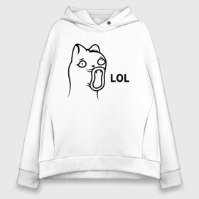 Женское худи Oversize хлопок с принтом Cat Troll Face , френч-терри — 70% хлопок, 30% полиэстер. Мягкий теплый начес внутри —100% хлопок | боковые карманы, эластичные манжеты и нижняя кромка, капюшон на магнитной кнопке | 