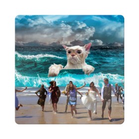 Магнит виниловый Квадрат с принтом Морской Кошак , полимерный материал с магнитным слоем | размер 9*9 см, закругленные углы | Тематика изображения на принте: cat | mem | mems | вода | волны | кот | котейка | котик | кошак | кошка | мем | мем с котом | мемы | мемы с котом | мокрый кот | море | морской кот | морской кошак | облака | океан | прикол | приколы | тучи | шторм