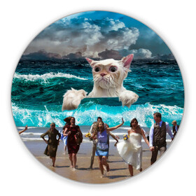 Коврик для мышки круглый с принтом Морской Кошак , резина и полиэстер | круглая форма, изображение наносится на всю лицевую часть | Тематика изображения на принте: cat | mem | mems | вода | волны | кот | котейка | котик | кошак | кошка | мем | мем с котом | мемы | мемы с котом | мокрый кот | море | морской кот | морской кошак | облака | океан | прикол | приколы | тучи | шторм