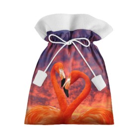 Подарочный 3D мешок с принтом Flamingo Love , 100% полиэстер | Размер: 29*39 см | Тематика изображения на принте: 14 февраля | 8 марта | валентинов день | верность | влюбленность | влюбленные | вместе | вместе навсегда | девушке | женат | женский день | женский праздник | закат | замужем | кружка | любимая