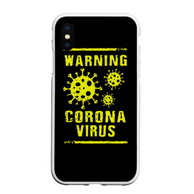 Чехол для iPhone XS Max матовый с принтом Warning Corona Virus , Силикон | Область печати: задняя сторона чехла, без боковых панелей | 2019 | 2019 ncov | 2020 | corona | coronavirus | market | ncov | pneumonia | seafood | virus | warning | wuhan | вирус | внимание | китай | коронавирус | осторожно | ухань | уханьский коронавирус | штамм