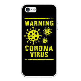 Чехол для iPhone 5/5S матовый с принтом Warning Corona Virus , Силикон | Область печати: задняя сторона чехла, без боковых панелей | 2019 | 2019 ncov | 2020 | corona | coronavirus | market | ncov | pneumonia | seafood | virus | warning | wuhan | вирус | внимание | китай | коронавирус | осторожно | ухань | уханьский коронавирус | штамм