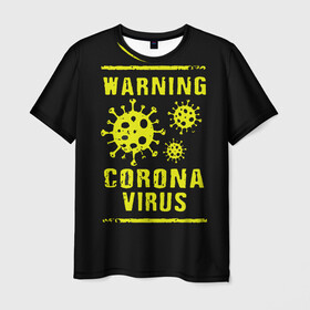 Мужская футболка 3D с принтом Warning Corona Virus , 100% полиэфир | прямой крой, круглый вырез горловины, длина до линии бедер | 2019 | 2019 ncov | 2020 | corona | coronavirus | market | ncov | pneumonia | seafood | virus | warning | wuhan | вирус | внимание | китай | коронавирус | осторожно | ухань | уханьский коронавирус | штамм
