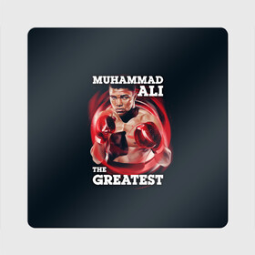 Магнит виниловый Квадрат с принтом Muhammad Ali , полимерный материал с магнитным слоем | размер 9*9 см, закругленные углы | ali | muhammad ali | the greatest | али | бокс | мухамед али | мухаммед али
