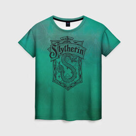 Женская футболка 3D с принтом Coat of Slytherin , 100% полиэфир ( синтетическое хлопкоподобное полотно) | прямой крой, круглый вырез горловины, длина до линии бедер | vdgerir | гарри поттер | гриффиндор | дамблдор | добби | слизерин | хогвартс