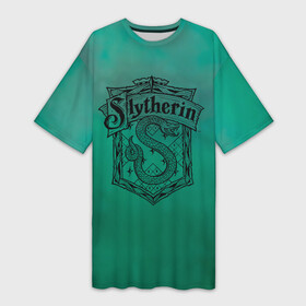Платье-футболка 3D с принтом Coat of Slytherin ,  |  | vdgerir | гарри поттер | гриффиндор | дамблдор | добби | слизерин | хогвартс