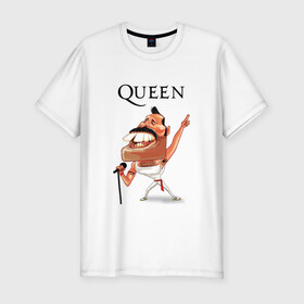 Мужская футболка хлопок Slim с принтом QUEEN , 92% хлопок, 8% лайкра | приталенный силуэт, круглый вырез ворота, длина до линии бедра, короткий рукав | freddy | music | queen | rock | рок | фредди меркури