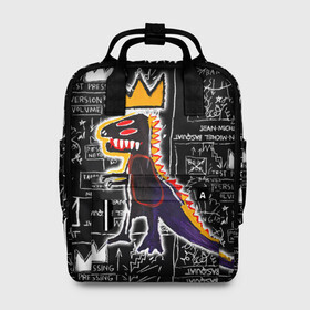 Женский рюкзак 3D с принтом Basquiat Dinosaur , 100% полиэстер | лямки с регулируемой длиной, сверху ручки, чтобы рюкзак нести как сумку. Основное отделение закрывается на молнию, как и внешний карман. Внутри два дополнительных кармана, один из которых закрывается на молнию. По бокам два дополнительных кармашка, куда поместится маленькая бутылочка
 | art | louis vuitton | lv