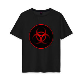 Женская футболка хлопок Oversize с принтом Biohazard , 100% хлопок | свободный крой, круглый ворот, спущенный рукав, длина до линии бедер
 | biohazard | бактерии | бактерия | биологическая опасность | вирус | вирусы | заражение | зараза | заразный | знак | микроб | микробы | опасно | опасность | предупреждение | эпидемия