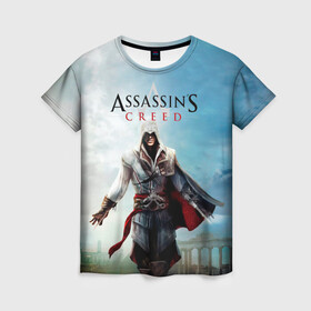 Женская футболка 3D с принтом Assassins Creed , 100% полиэфир ( синтетическое хлопкоподобное полотно) | прямой крой, круглый вырез горловины, длина до линии бедер | blood | game | асасин | ассасин | ассасин крид | ассассин | ассассин крид | дезмонд майлс | дитя ассассинов | игра | кровь | надпись | оружие