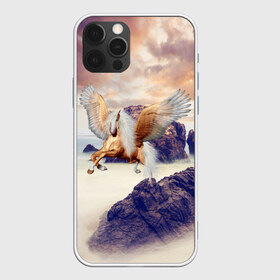 Чехол для iPhone 12 Pro Max с принтом Sea Sunset Horse , Силикон |  | Тематика изображения на принте: вечернее небо | закат | конь | крылатый | крылья | легенды | летающий | лошадь | мистический | мифология | мифы | море | морской | облака | облачность | пегас | плед | погода | подушка | скалы | сумка