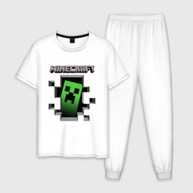 Мужская пижама хлопок с принтом Minecraft , 100% хлопок | брюки и футболка прямого кроя, без карманов, на брюках мягкая резинка на поясе и по низу штанин
 | minecraft | roblox | выживание | игра | майн | майнкрафт | роблокс