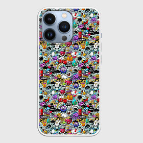 Чехол для iPhone 13 Pro с принтом Stickerboom ,  |  | Тематика изображения на принте: art | bomb | graffiti | hearts | monsters | stars | stickerboom | stickers | texture | арт | бомба | вишня | граффити | звезды | монстры | мороженое | сердечки | стикербум | стикеры | текстура