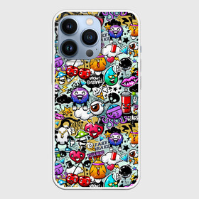 Чехол для iPhone 13 Pro с принтом Stickerboom ,  |  | Тематика изображения на принте: art | bomb | graffiti | hearts | monsters | stars | stickerboom | stickers | texture | арт | бомба | вишня | граффити | звезды | монстры | мороженое | сердечки | стикербум | стикеры | текстура