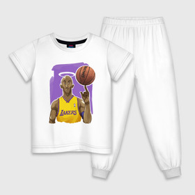 Детская пижама хлопок с принтом Kobe Bryant , 100% хлопок |  брюки и футболка прямого кроя, без карманов, на брюках мягкая резинка на поясе и по низу штанин
 | basketball | black | bryant | game | james | kobe | kobebryant | lakers | lebron | los angeles | mamba | nba | rip | slam dunk | баскетбол | баскетболист | брайант | браянт | джеймс | игрок | коби | леброн | лейкерс | лос анджеле