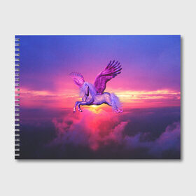 Альбом для рисования с принтом Dusk Sky Horse , 100% бумага
 | матовая бумага, плотность 200 мг. | высота | закат | конь | крылья | легенды | летать | летающий | лошадь | мистический | мифология | мифы | небесный | небо | облака | облач | пегас | плед | подушка | полет | пурпурный | сумерки | сумка