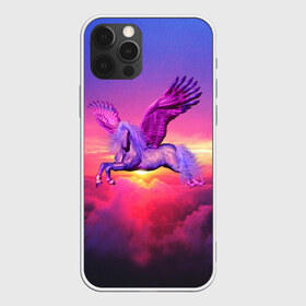 Чехол для iPhone 12 Pro Max с принтом Dusk Sky Horse , Силикон |  | высота | закат | конь | крылья | легенды | летать | летающий | лошадь | мистический | мифология | мифы | небесный | небо | облака | облач | пегас | плед | подушка | полет | пурпурный | сумерки | сумка