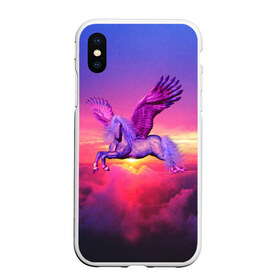 Чехол для iPhone XS Max матовый с принтом Dusk Sky Horse , Силикон | Область печати: задняя сторона чехла, без боковых панелей | высота | закат | конь | крылья | легенды | летать | летающий | лошадь | мистический | мифология | мифы | небесный | небо | облака | облач | пегас | плед | подушка | полет | пурпурный | сумерки | сумка