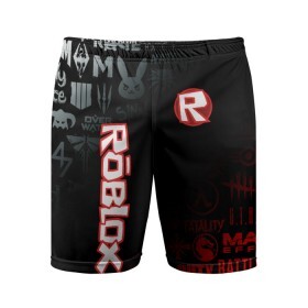 Мужские шорты спортивные с принтом ROBLOX ,  |  | game | gamer | logo | minecraft | roblox | simulator | игра | конструктор | лого | майнкрафт | симулятор | строительство | фигура