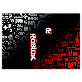 Поздравительная открытка с принтом ROBLOX | РОБЛОКС (Z) , 100% бумага | плотность бумаги 280 г/м2, матовая, на обратной стороне линовка и место для марки
 | game | gamer | logo | minecraft | roblox | simulator | игра | конструктор | лого | майнкрафт | симулятор | строительство | фигура