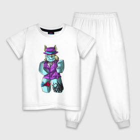 Детская пижама хлопок с принтом ROBLOX , 100% хлопок |  брюки и футболка прямого кроя, без карманов, на брюках мягкая резинка на поясе и по низу штанин
 | game | gamer | logo | minecraft | roblox | simulator | игра | конструктор | лого | майнкрафт | симулятор | строительство | фигура
