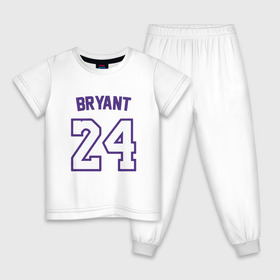 Детская пижама хлопок с принтом Bryant 24 , 100% хлопок |  брюки и футболка прямого кроя, без карманов, на брюках мягкая резинка на поясе и по низу штанин
 | basketball | black | bryant | game | james | kobe | kobebryant | lakers | lebron | los angeles | mamba | nba | rip | slam dunk | баскетбол | баскетболист | брайант | браянт | джеймс | игрок | коби | леброн | лейкерс | лос анджеле