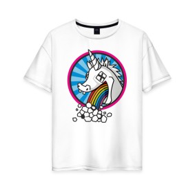 Женская футболка хлопок Oversize с принтом Unicorn do Rainbow , 100% хлопок | свободный крой, круглый ворот, спущенный рукав, длина до линии бедер
 | 