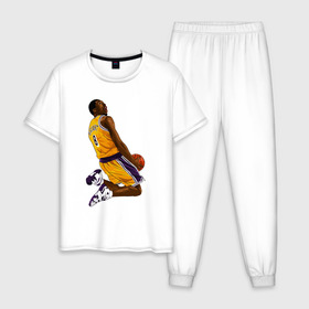 Мужская пижама хлопок с принтом Kobe Bryant , 100% хлопок | брюки и футболка прямого кроя, без карманов, на брюках мягкая резинка на поясе и по низу штанин
 | Тематика изображения на принте: basketball | black | bryant | game | james | kobe | kobebryant | lakers | lebron | los angeles | mamba | nba | rip | slam dunk | баскетбол | баскетболист | брайант | браянт | джеймс | игрок | коби | леброн | лейкерс | лос анджеле