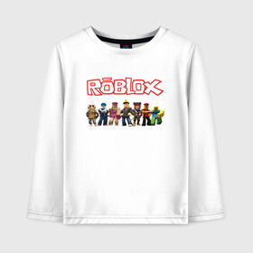 Детский лонгслив хлопок с принтом ROBLOX , 100% хлопок | круглый вырез горловины, полуприлегающий силуэт, длина до линии бедер | game | gamer | logo | minecraft | roblox | simulator | игра | конструктор | лого | майнкрафт | симулятор | строительство | фигура