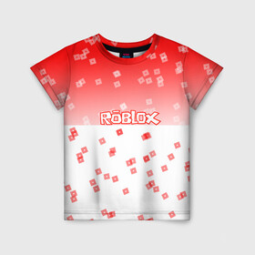 Детская футболка 3D с принтом ROBLOX , 100% гипоаллергенный полиэфир | прямой крой, круглый вырез горловины, длина до линии бедер, чуть спущенное плечо, ткань немного тянется | Тематика изображения на принте: 3d | roblox | игра | лого | логотип | надпись | онлайн | платформа | роблокс | эмблема