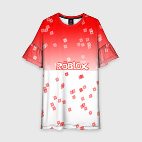 Детское платье 3D с принтом ROBLOX , 100% полиэстер | прямой силуэт, чуть расширенный к низу. Круглая горловина, на рукавах — воланы | 3d | roblox | игра | лого | логотип | надпись | онлайн | платформа | роблокс | эмблема