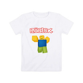 Детская футболка хлопок с принтом ROBLOX , 100% хлопок | круглый вырез горловины, полуприлегающий силуэт, длина до линии бедер | game | gamer | logo | minecraft | roblox | simulator | игра | конструктор | лого | майнкрафт | симулятор | строительство | фигура