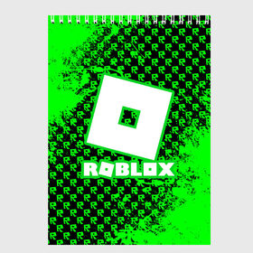 Скетчбук с принтом Roblox , 100% бумага
 | 48 листов, плотность листов — 100 г/м2, плотность картонной обложки — 250 г/м2. Листы скреплены сверху удобной пружинной спиралью | game | roblox | блок | игра | игрушка | лего | майнкрафт | персонажи | персонажи из кубиков | роблокс | робот