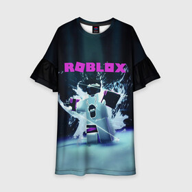 Детское платье 3D с принтом ROBLOX , 100% полиэстер | прямой силуэт, чуть расширенный к низу. Круглая горловина, на рукавах — воланы | Тематика изображения на принте: roblox | игра | компьютерная игра | логотип | онлайн | онлайн игра | роблакс | роблокс