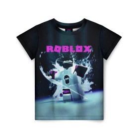 Детская футболка 3D с принтом ROBLOX , 100% гипоаллергенный полиэфир | прямой крой, круглый вырез горловины, длина до линии бедер, чуть спущенное плечо, ткань немного тянется | Тематика изображения на принте: roblox | игра | компьютерная игра | логотип | онлайн | онлайн игра | роблакс | роблокс