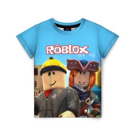 Детская футболка 3D с принтом ROBLOX , 100% гипоаллергенный полиэфир | прямой крой, круглый вырез горловины, длина до линии бедер, чуть спущенное плечо, ткань немного тянется | Тематика изображения на принте: roblox | игра | компьютерная игра | логотип | онлайн | онлайн игра | роблакс | роблокс